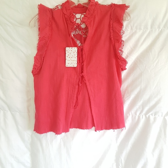 Free People simply smile Crochet top.  Sz M - Picture 6 of 7